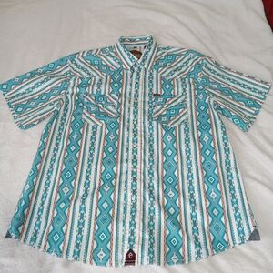 Rafter C Red Dirt Collection  Aztec Stripe Men’s Size XL Pearl Snap Cowboy